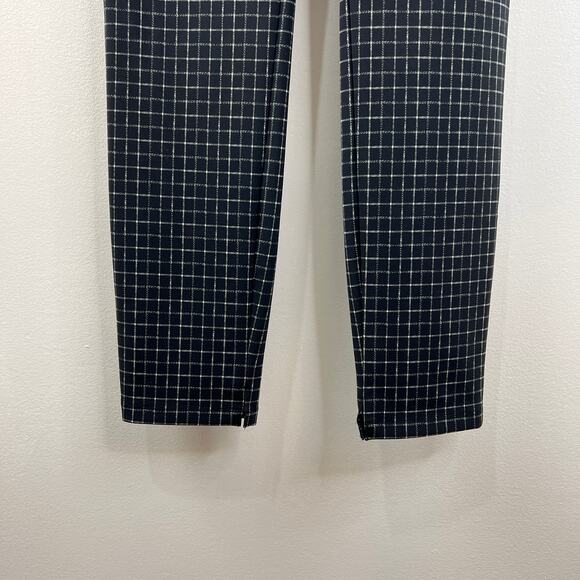 THEORY Black Windowpane Plaid Pull-On Flat Front Skinny-Leg Pants Legging S - Picture 3 of 5